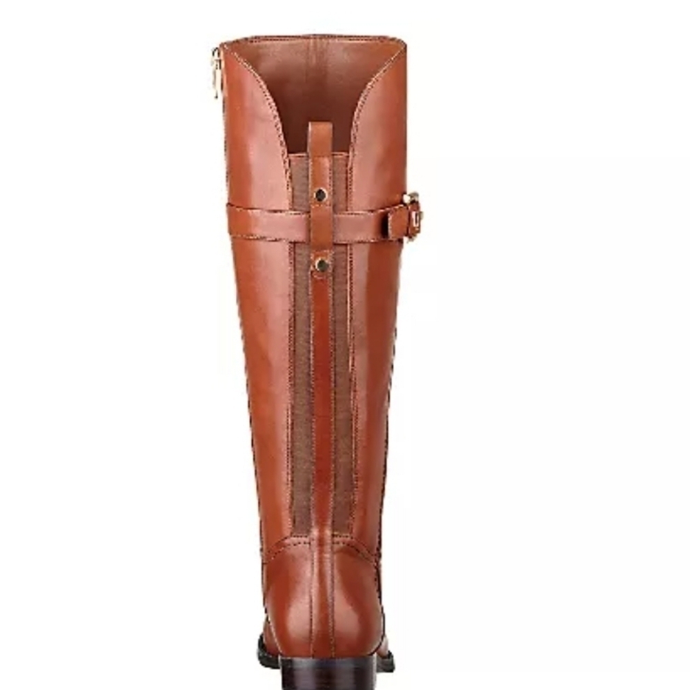 Marc Fisher Leather Wide Calf Taite Riding Boots Ladies Size 7.5 Carmel Color - Picture 2 of 10
